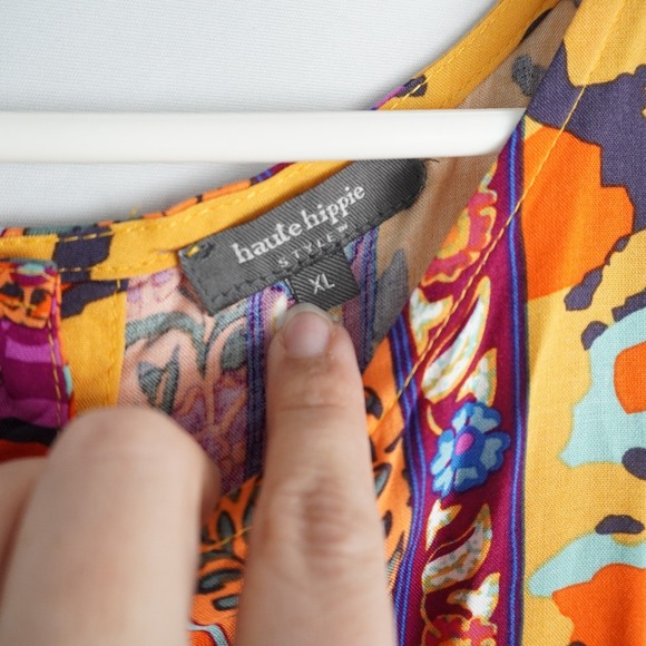 Haute Hippie Style Yellow Paisley Print Sleeveless Button Tunic Top XL Festival - Picture 3 of 8